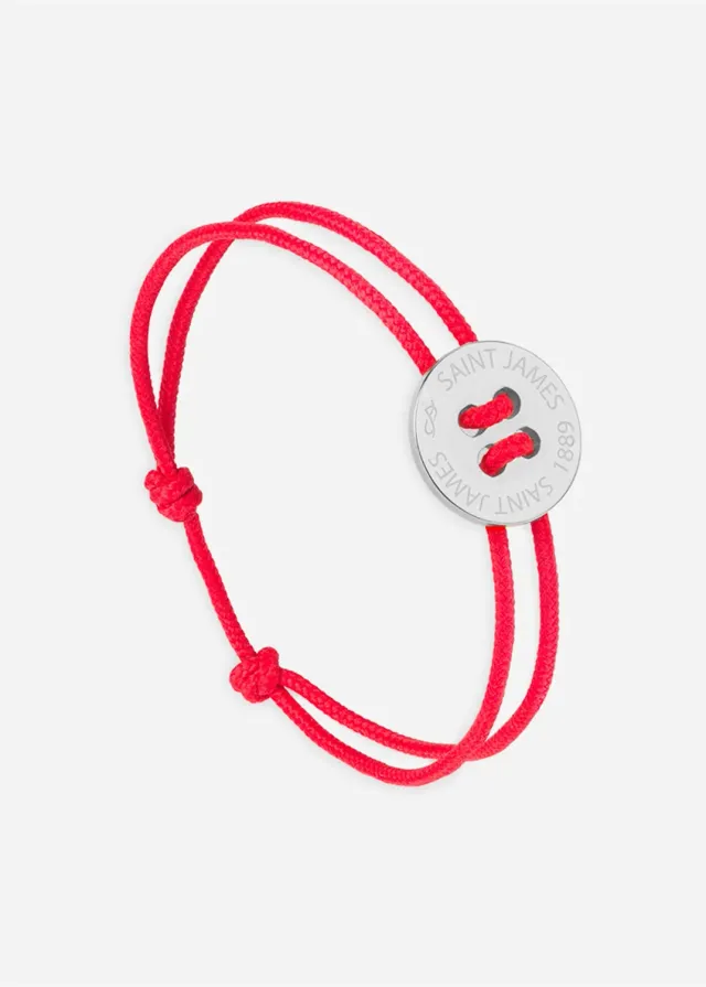 Saint James Bouton bracelet argent rouge coton