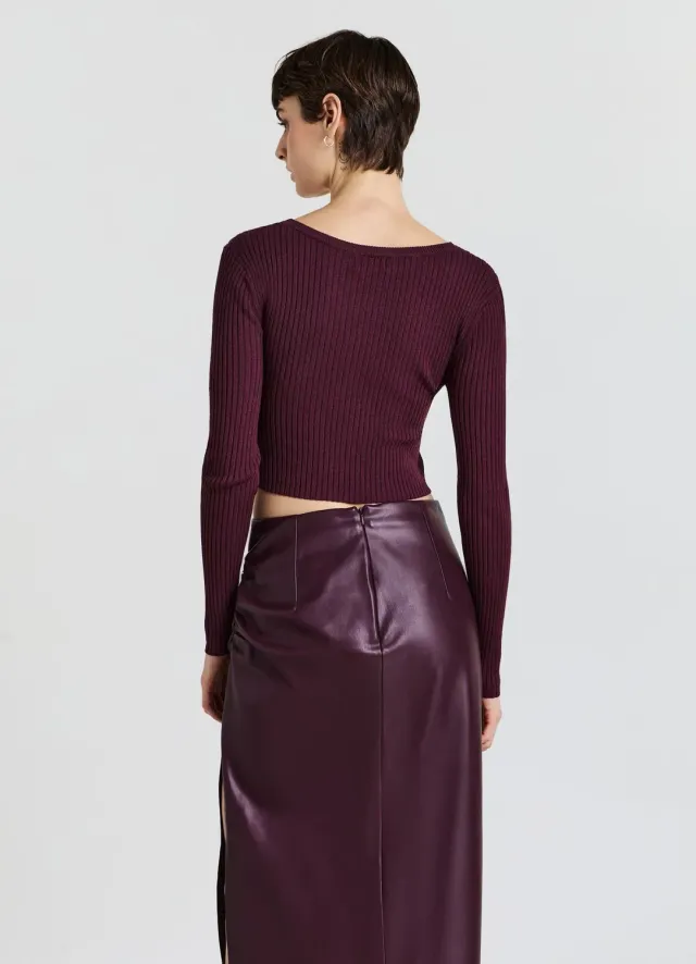 Calliope top croisé côtelé col V femme