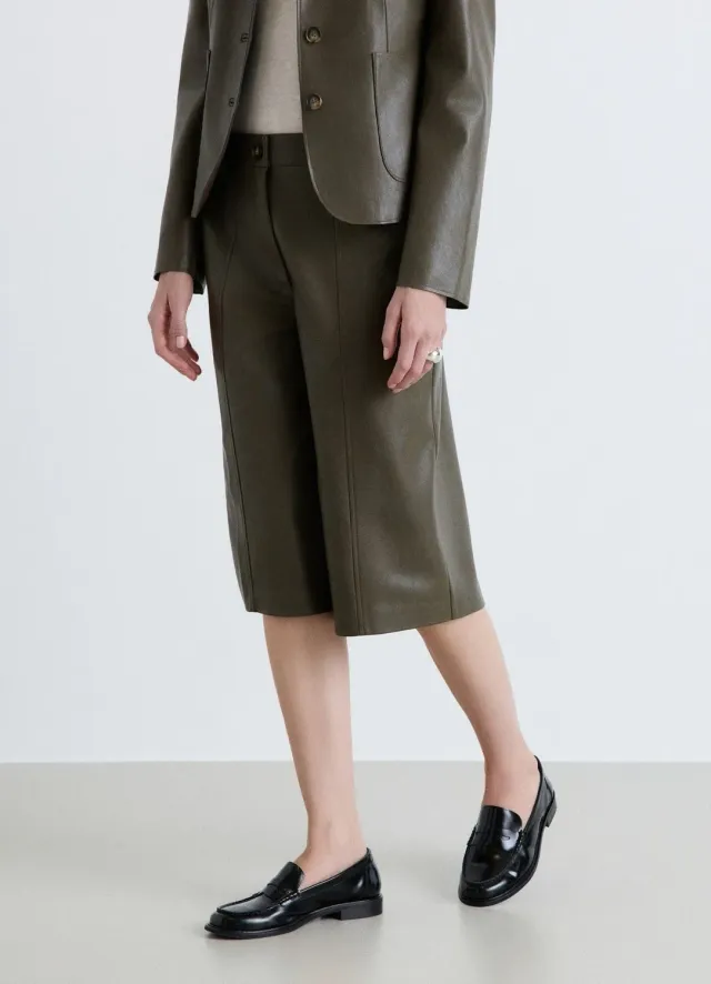 Calliope Bermuda uni femme taille haute poches