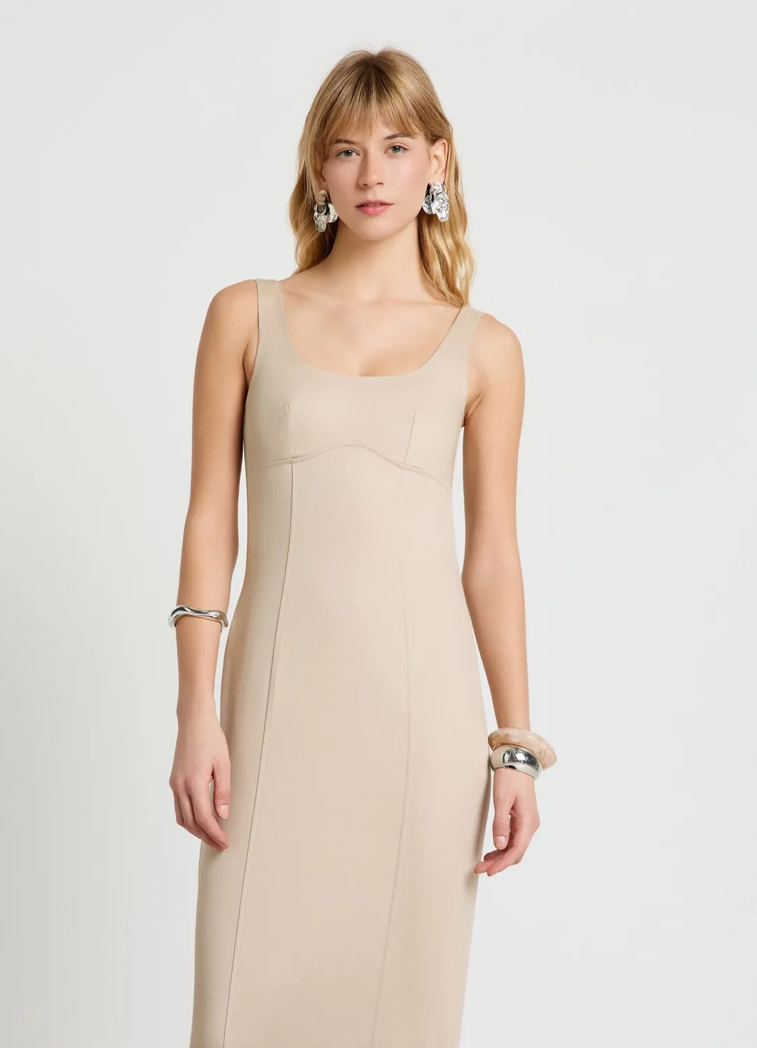 Calliope Atelier robe fourreau femme col carré unie