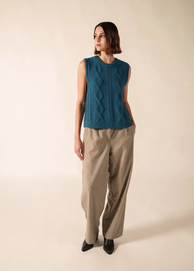 Saint James Val d'Azun pull sans manches céleste coton