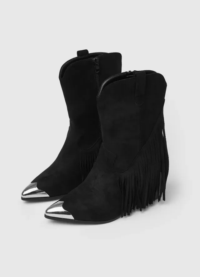 Calliope bottines femme bout métal franges talon 8 cm