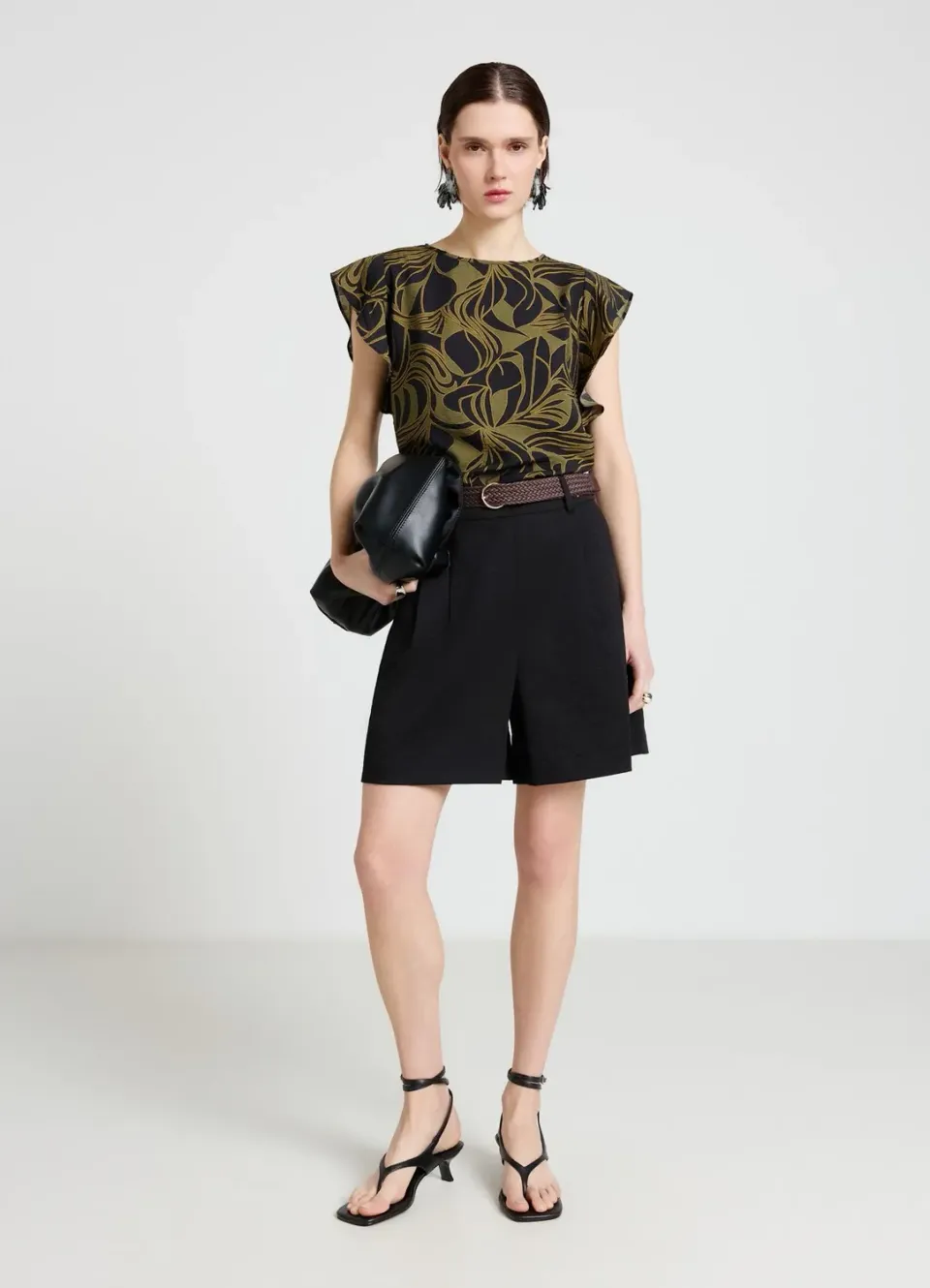 Calliope bermuda femme taille haute ceinture tressée