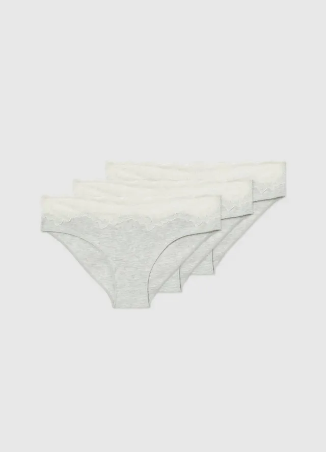 Calliope lot 3 slips coton dentelle femme
