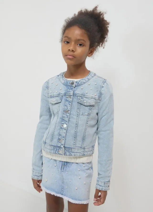 Calliope Veste jean fille denim perles