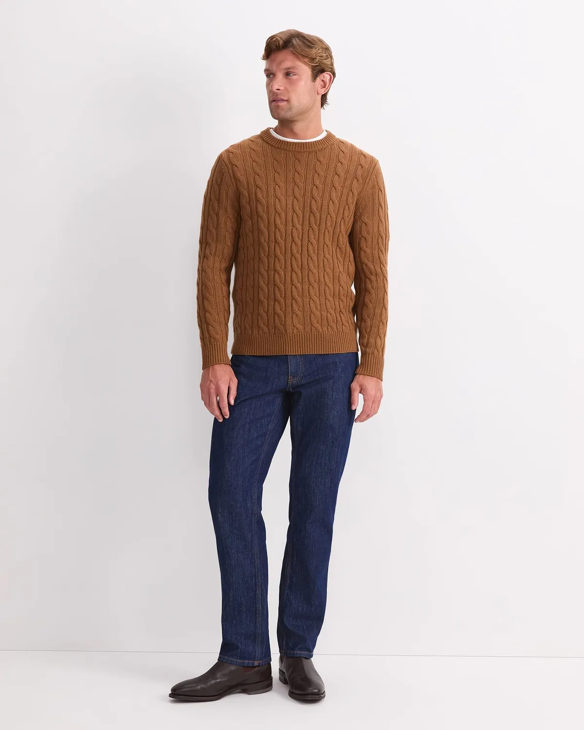 SportsCraft Cable Knit pull col rond laine homme