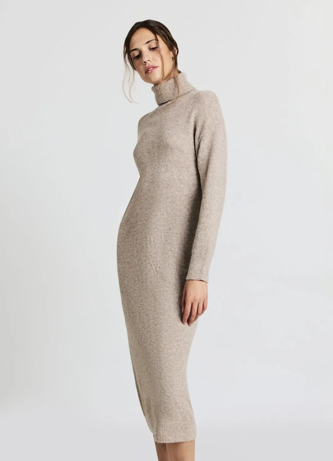 Calliope robe col roulé maille femme midi