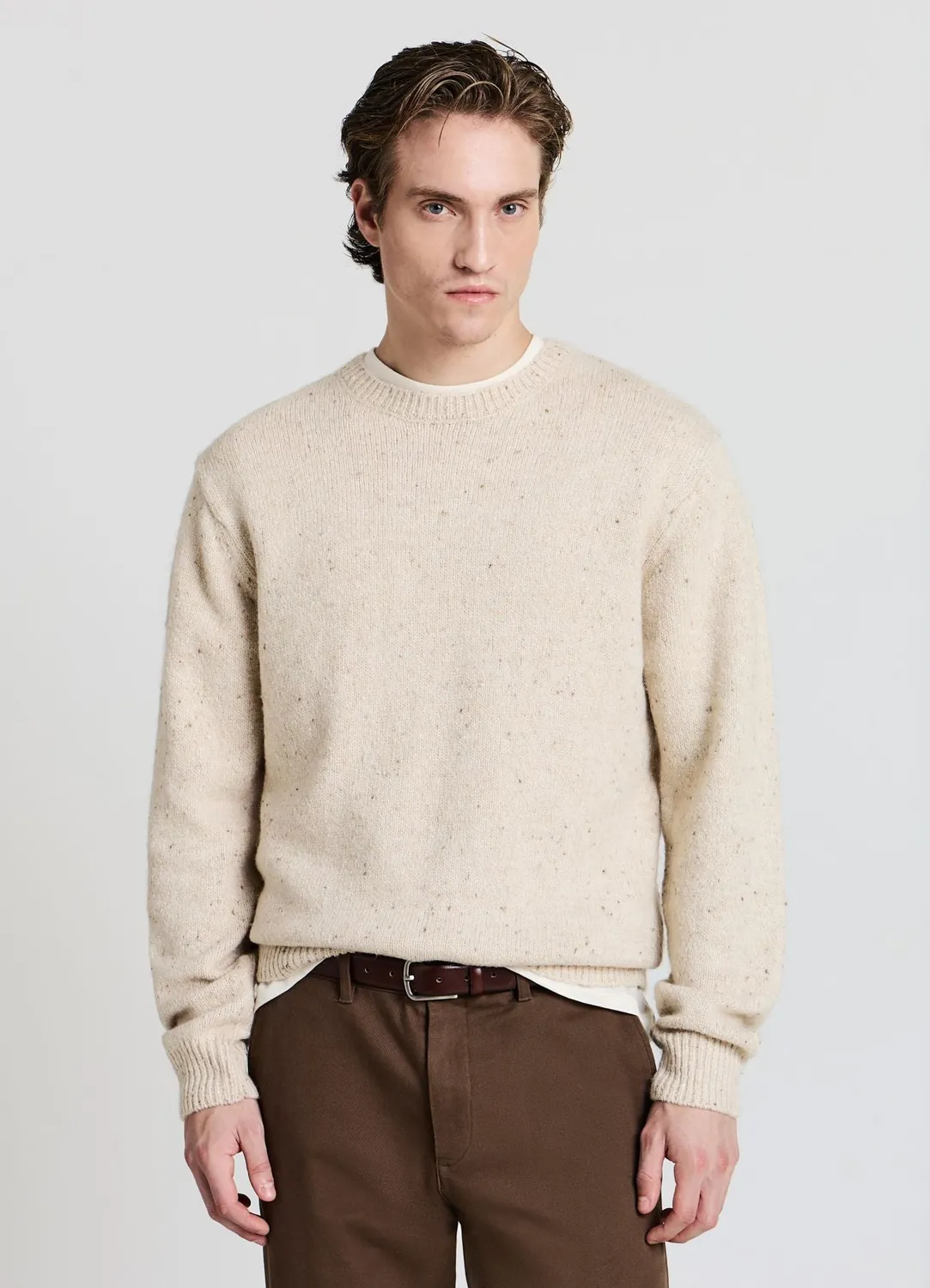 Calliope Pull col rond homme manches longues uni