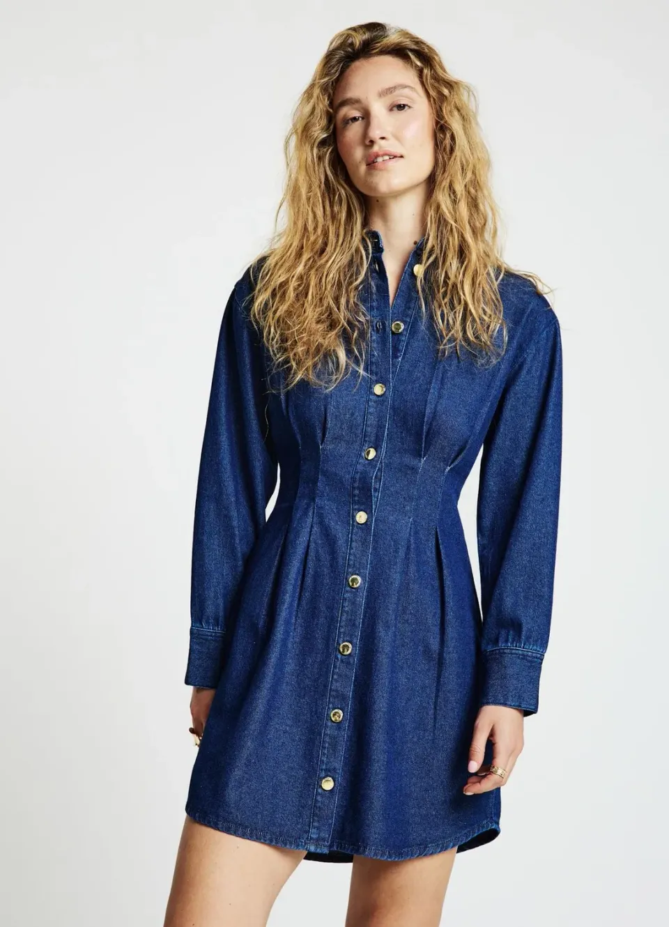 Calliope robe denim femme boutons pinces XS