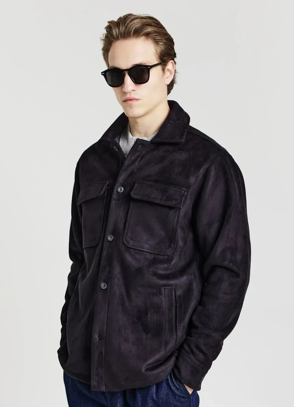 Calliope Shacket surchemise homme suède marron