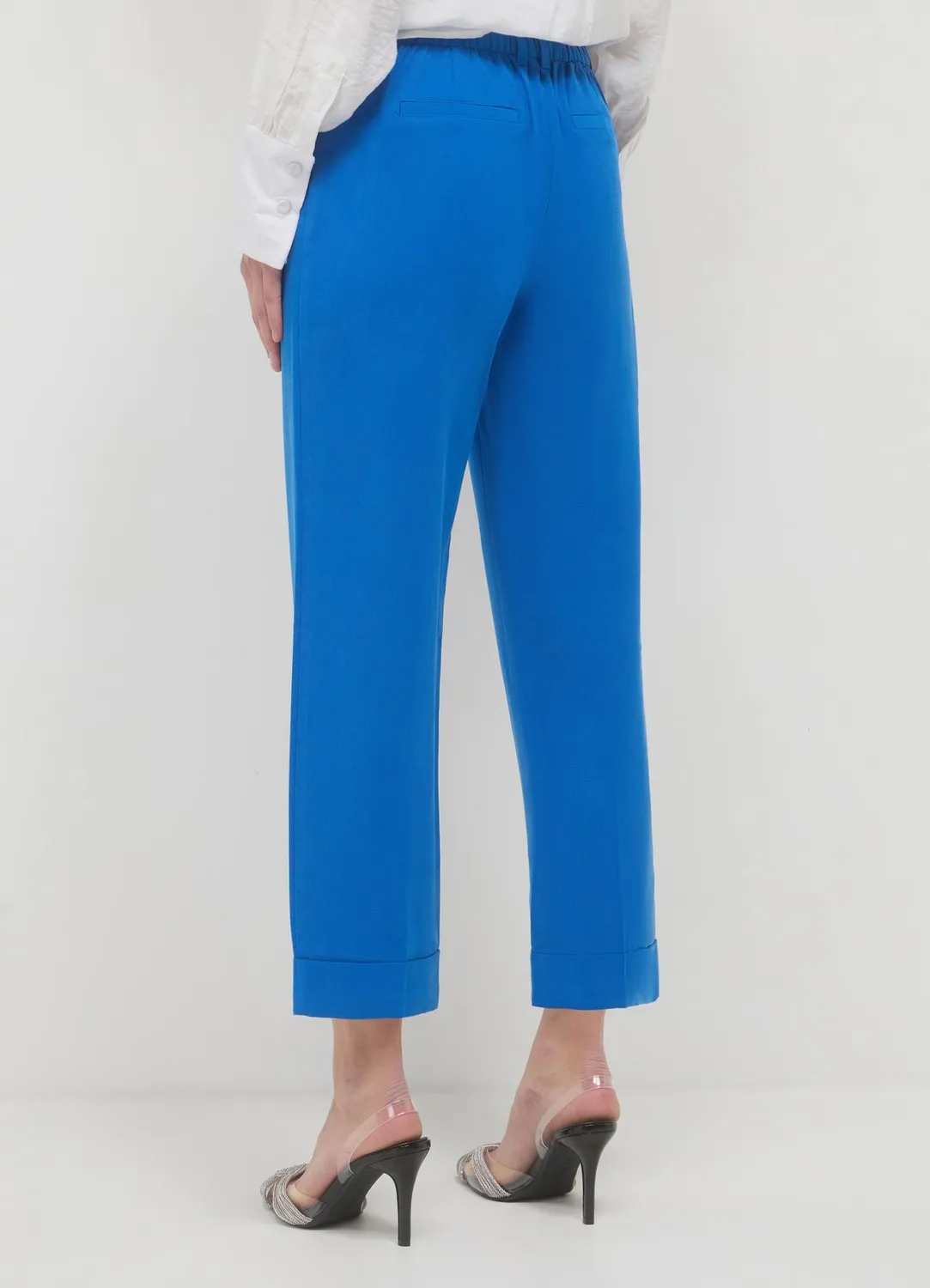 Calliope pantalon classique femme à revers taille élastique