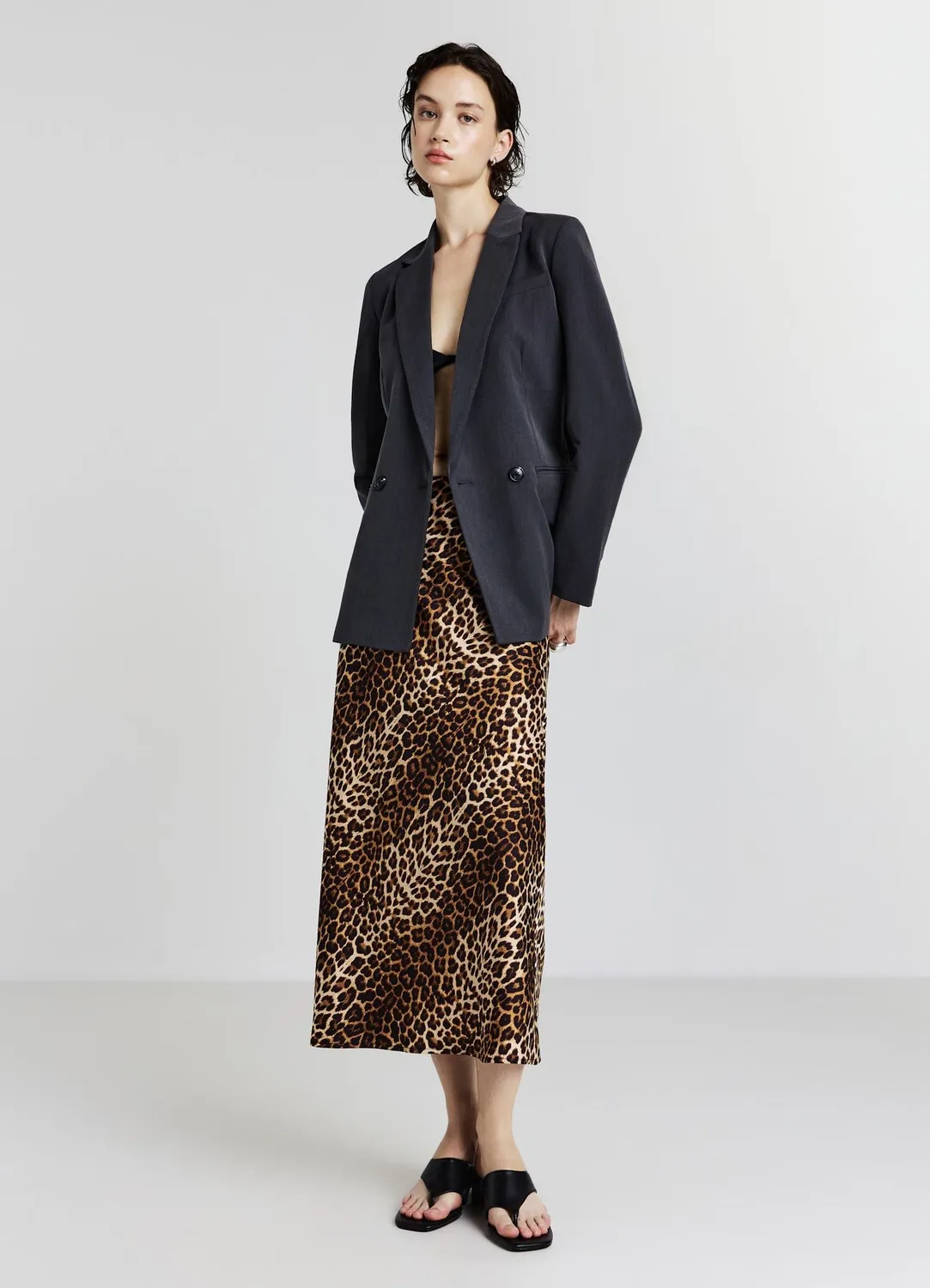 Calliope Jupe midi femme animalier satinée