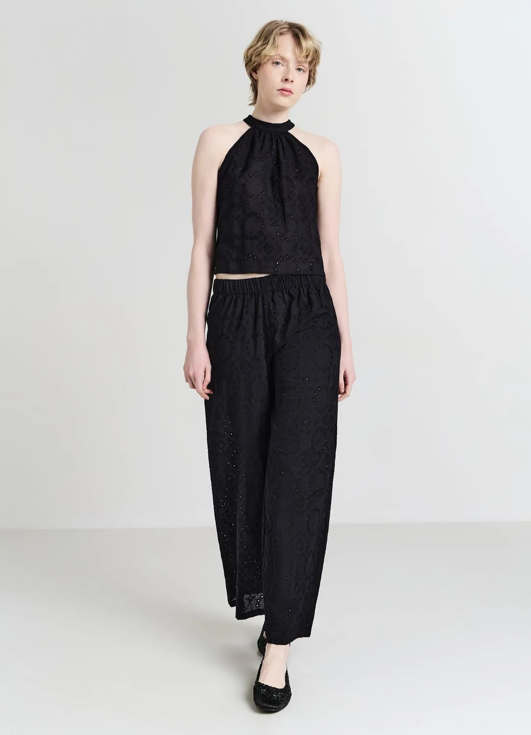 Calliope Pantalon femme broderie anglaise coton