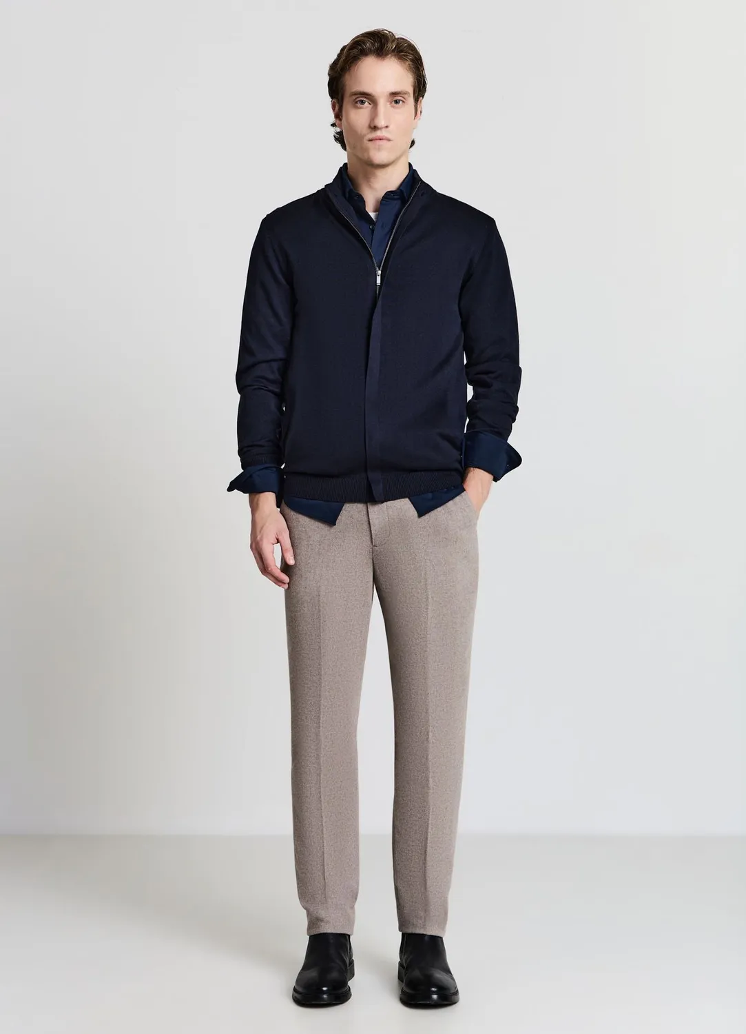 Calliope cardigan zip cardigan homme uni col cotele