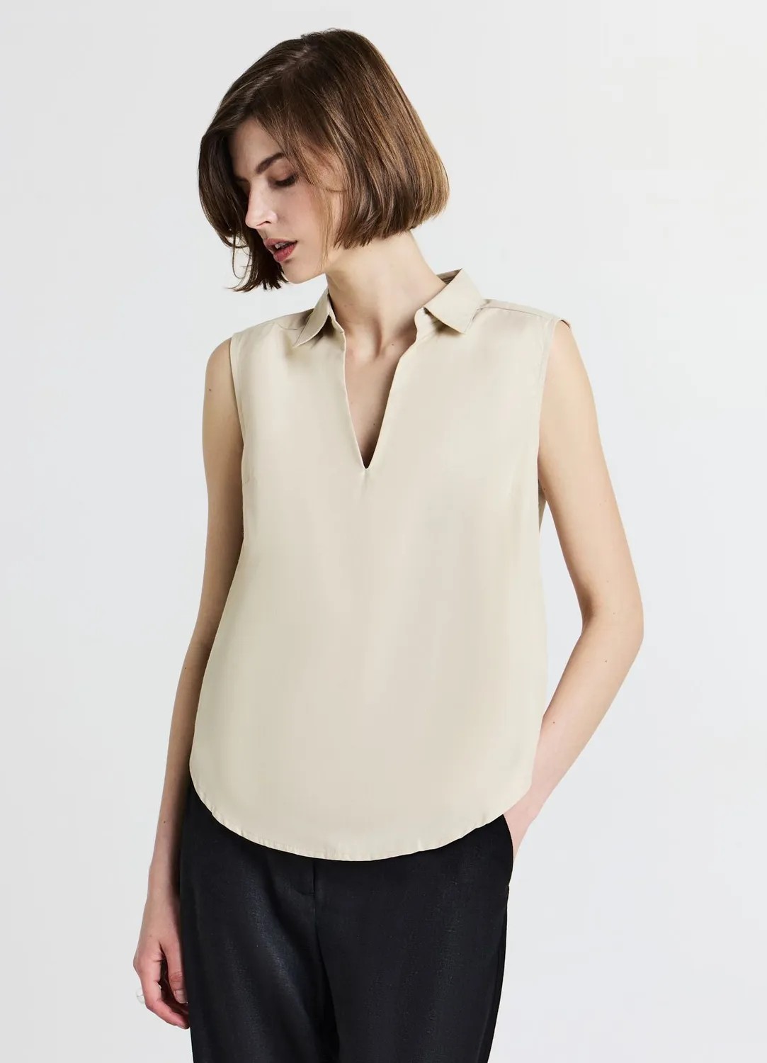 Calliope top col chemise femme sans manches