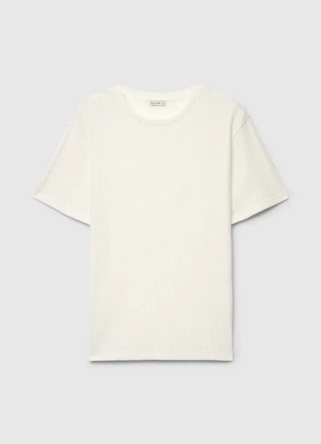 Calliope t-shirt côte ajourée homme col rond coton L