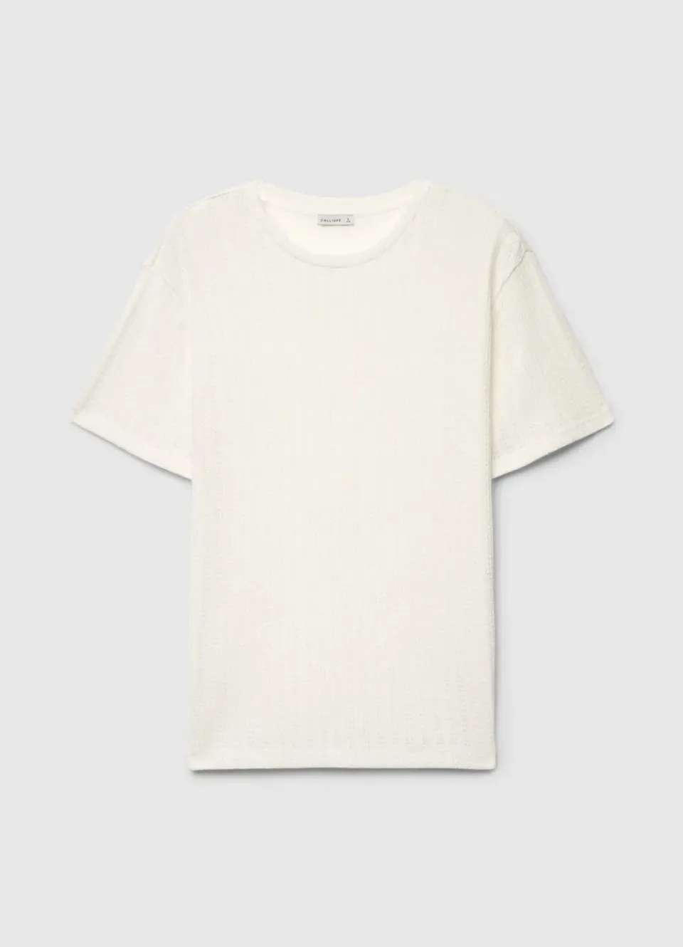 Calliope t-shirt côte ajourée homme col rond coton L