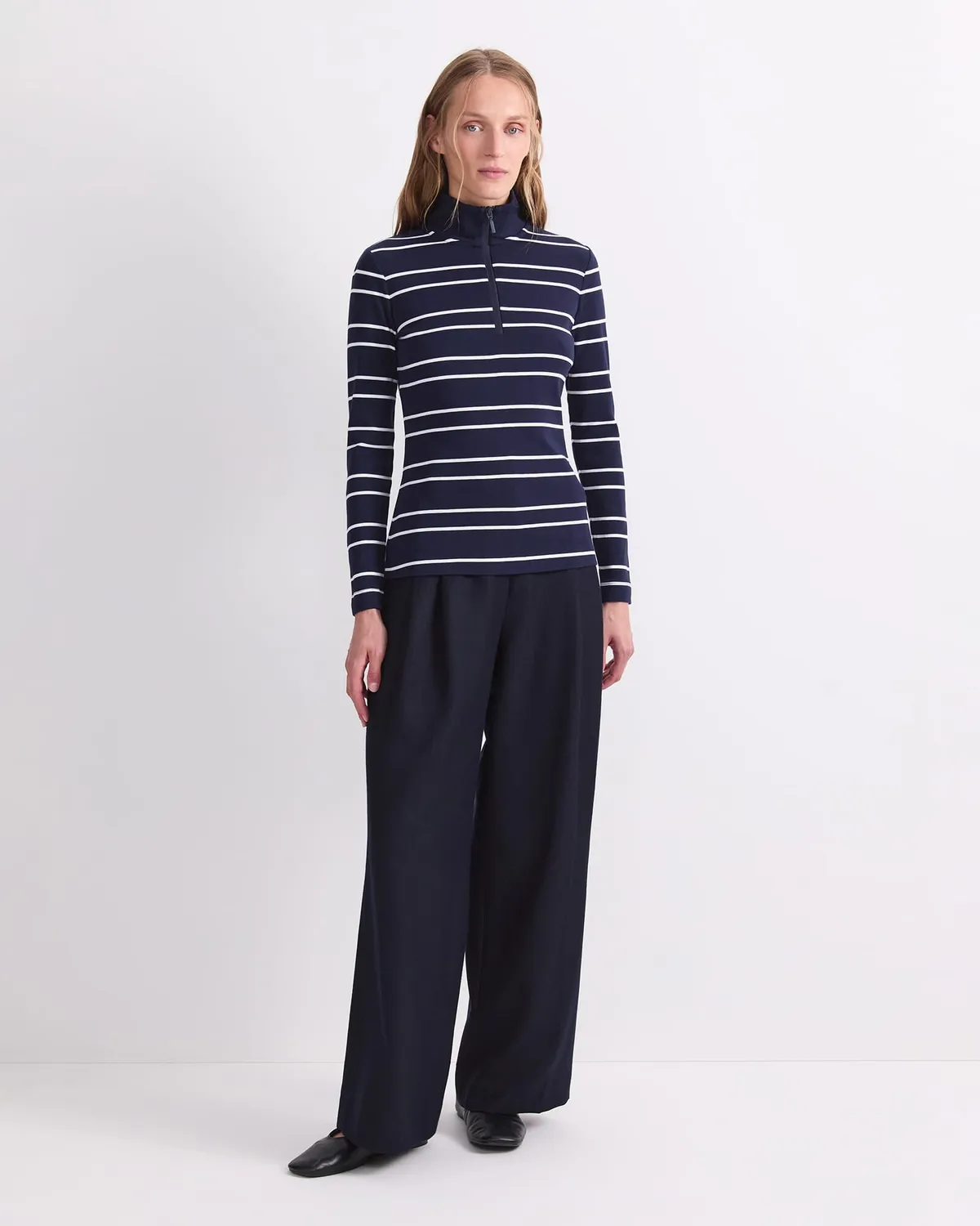 Sportscraft Lucy Stripe Zip Funnel Neck pull rayé