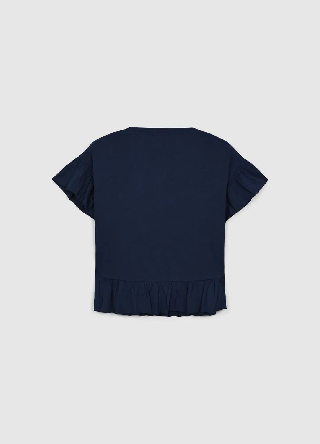 Calliope t-shirt volants femme coton uni col rond