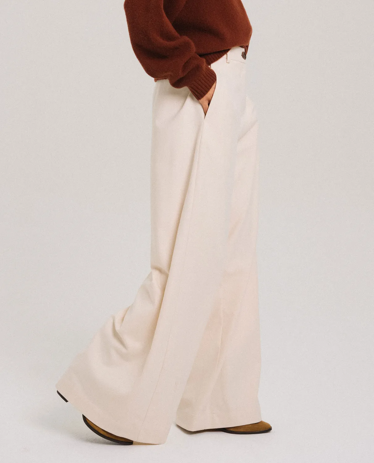 TINSELS EJAZ pantalon ECRU flanelle chaude