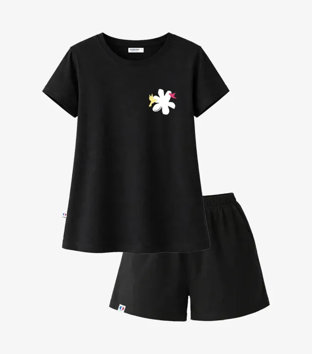 Cocorico Colibri Ensemble pyjama femme noir coton