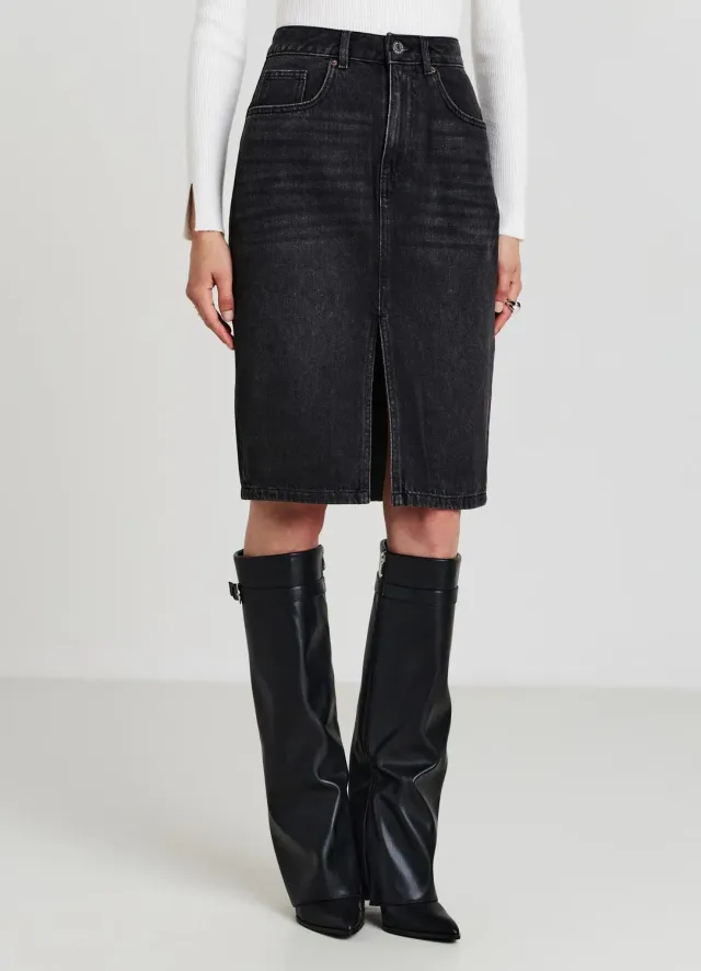 Calliope jupe longuette denim boutonnée