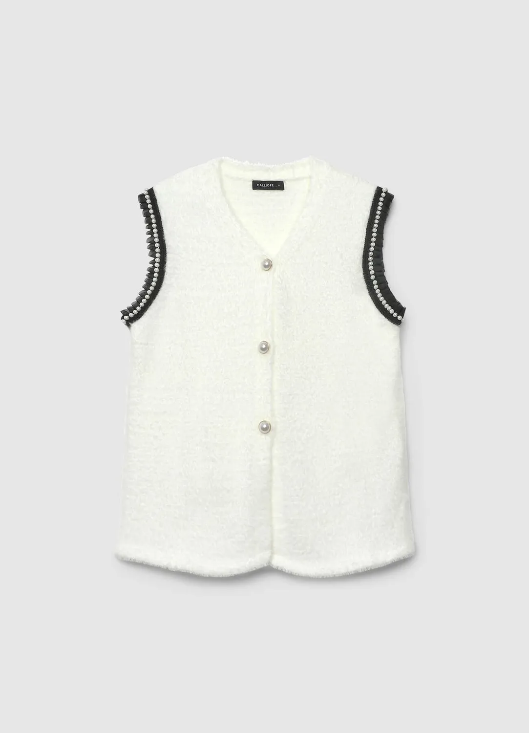 Calliope Maglia smanicata passamaneria top col V