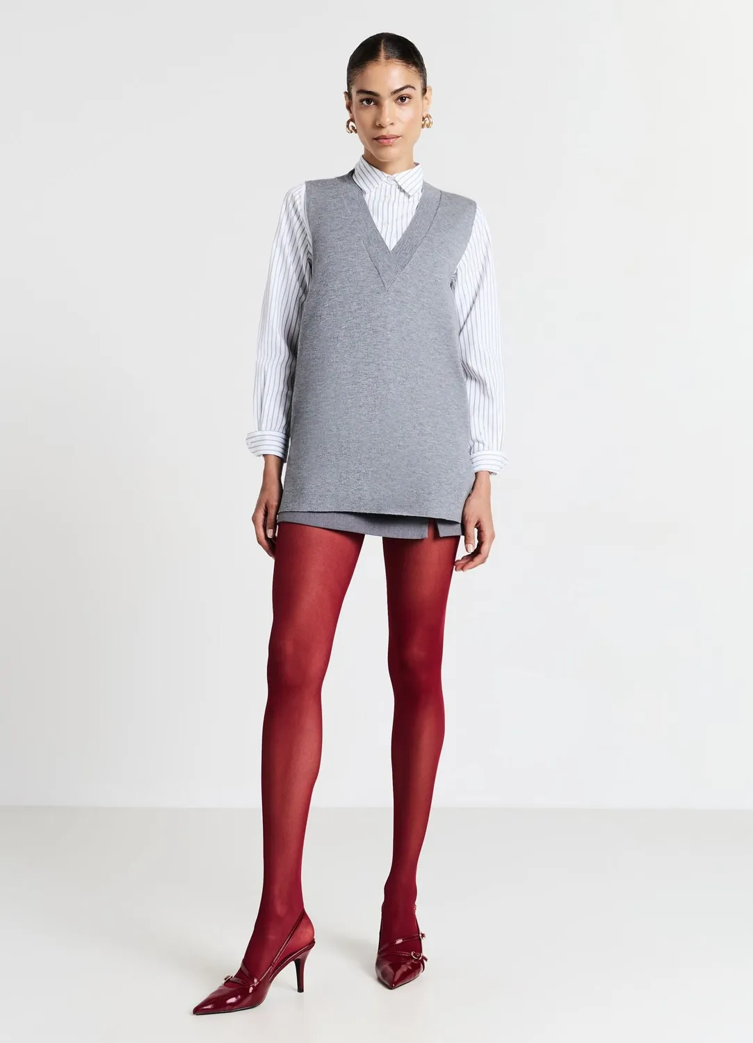 Calliope gilet femme col V sans manches uni casual