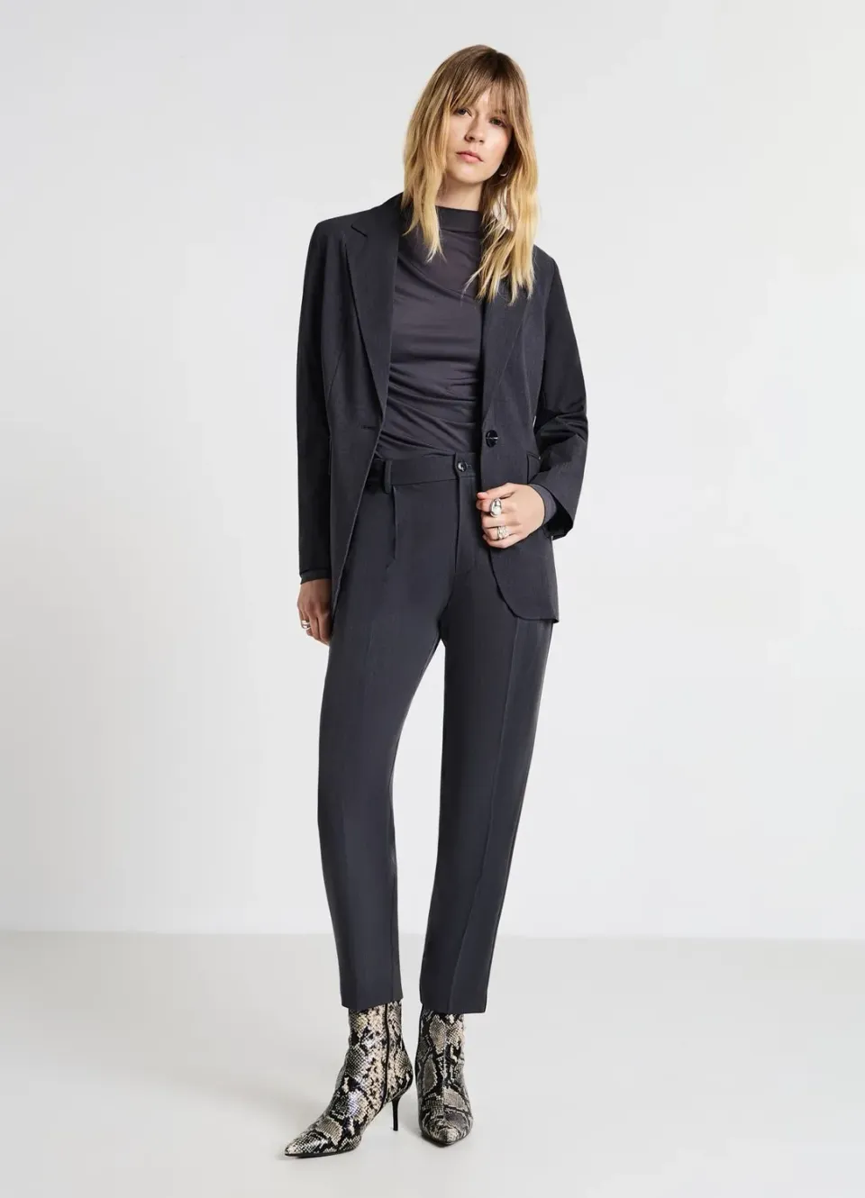Calliope Blazer Femme Uni Bouton Coupe Regular