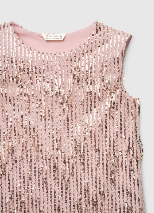 Calliope robe fille paillettes et franges fête