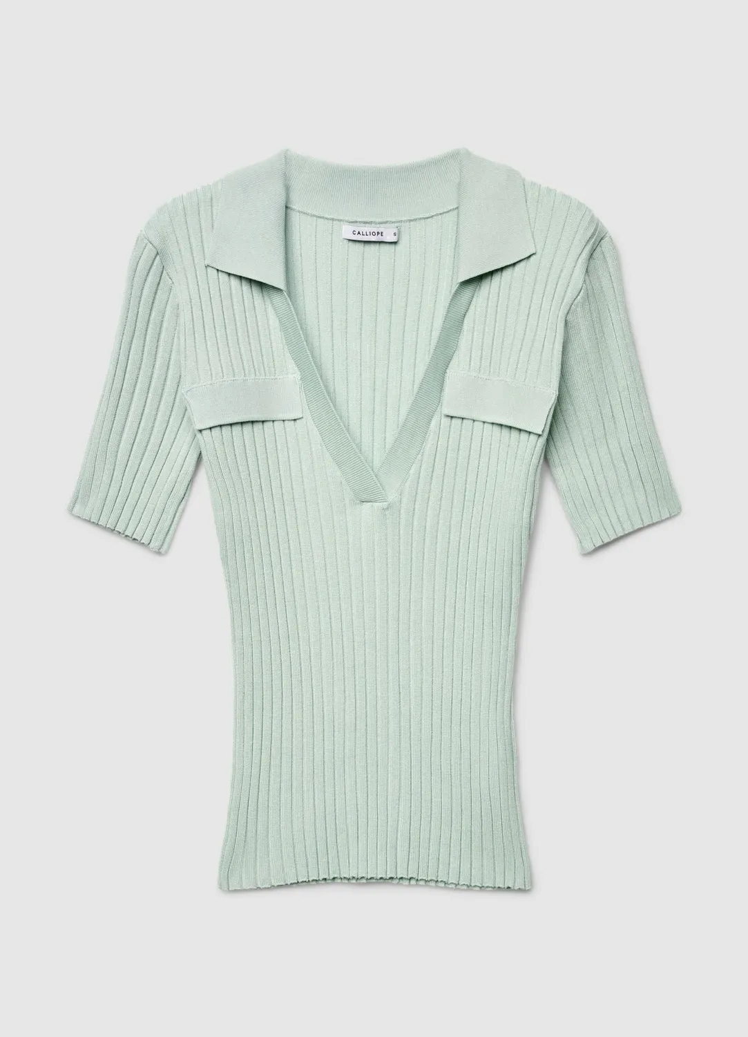 Calliope t-shirt femme côtelé col polo manches courtes