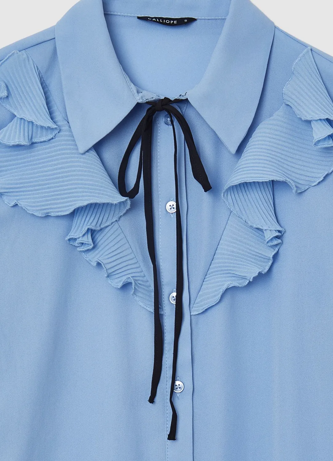 Calliope chemise volant plissé femme manches longues