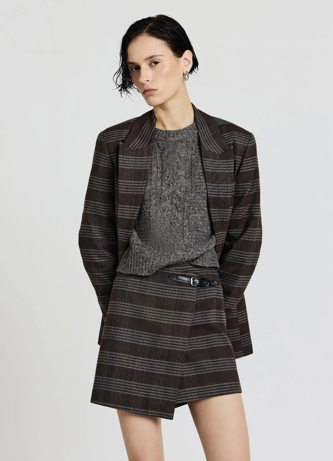 Calliope jupe-short carreaux fermeture latérale femme