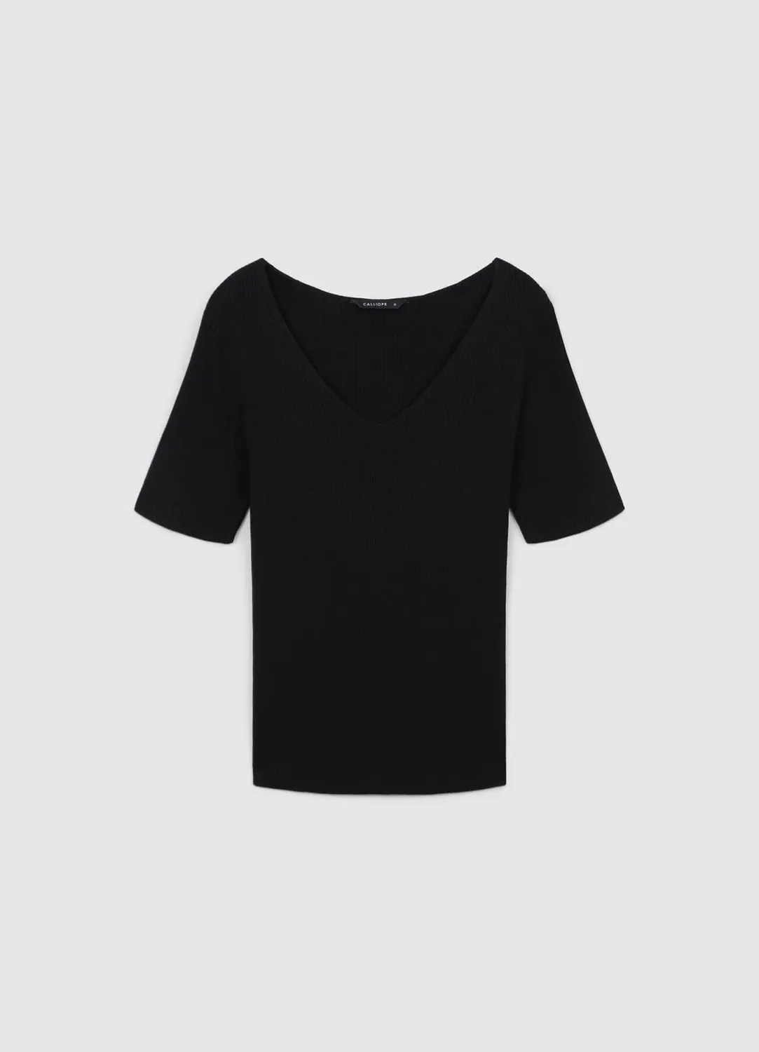 Calliope t-shirt col V femme côtelé uni