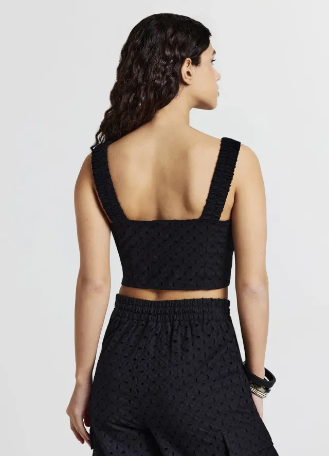 Calliope top crop broderie anglaise femme coton