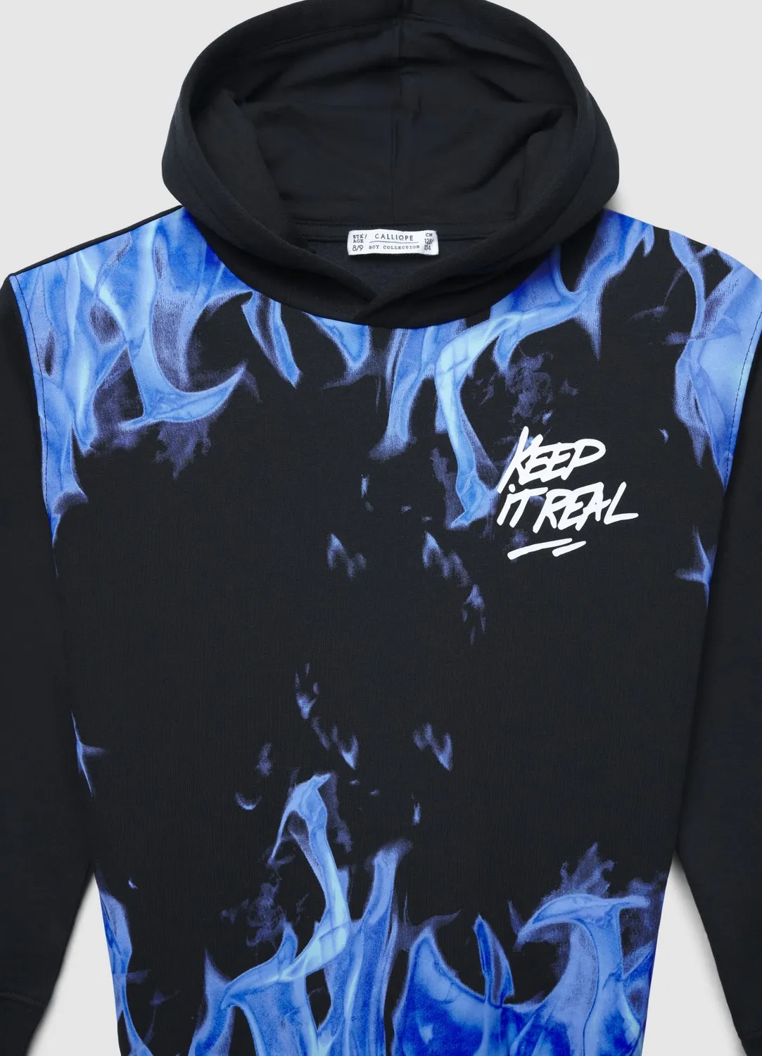 Calliope flammes et écrit sweat garçon capuche