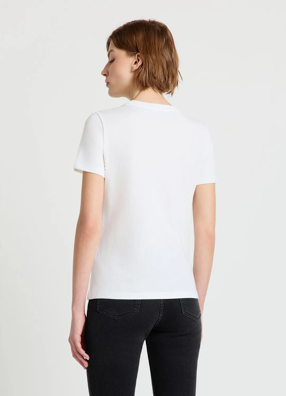 Calliope T-shirt coeur strass femme col rond