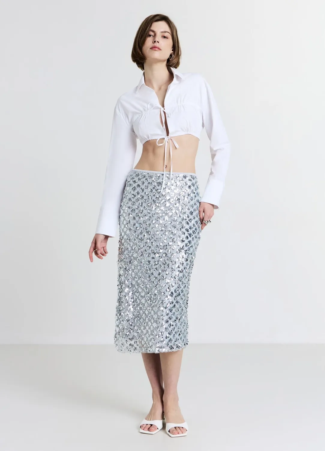 Calliope chemise cropped à lacets femme coton