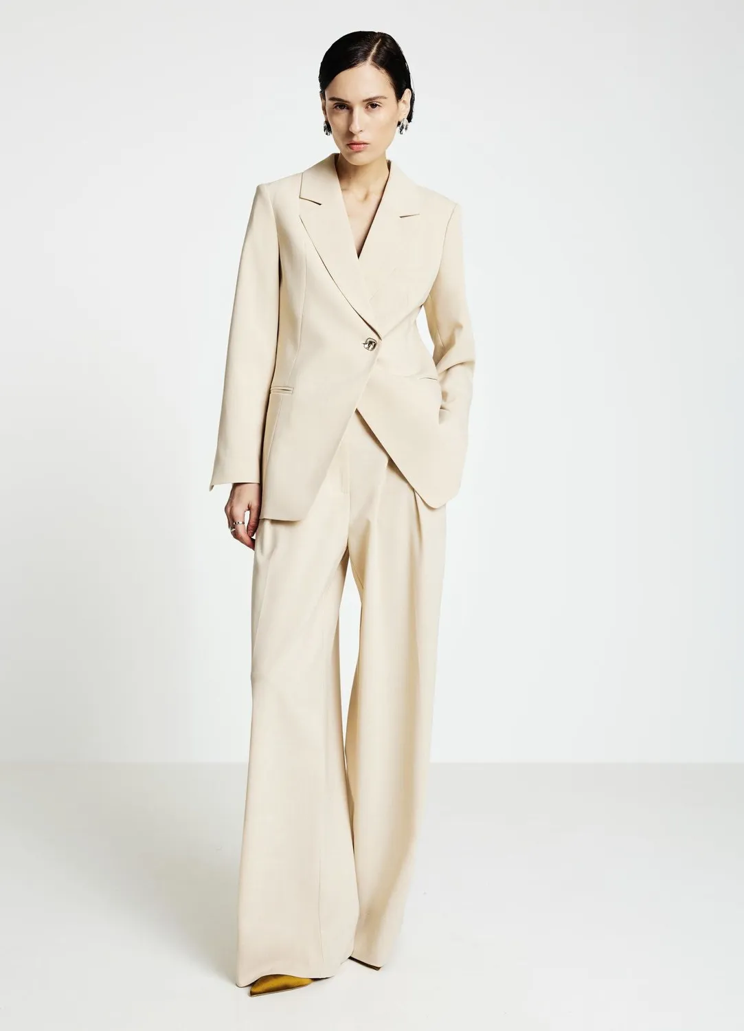 Calliope Giacca monopetto asimmetrica blazer femme bouton bijou