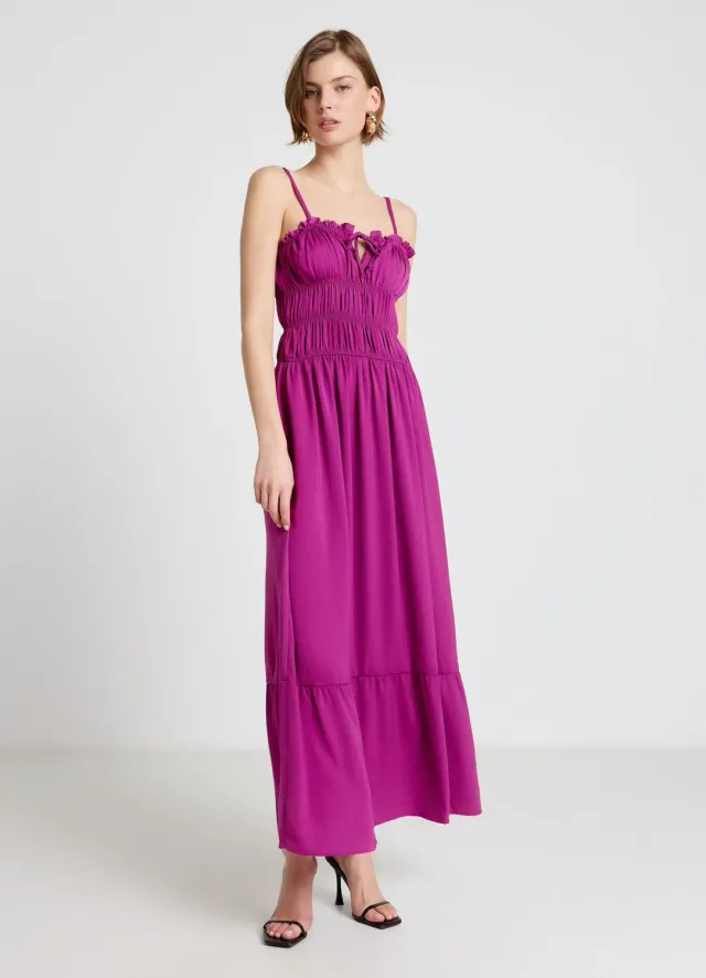 Calliope robe longue smock bretelles femme décolleté cœur