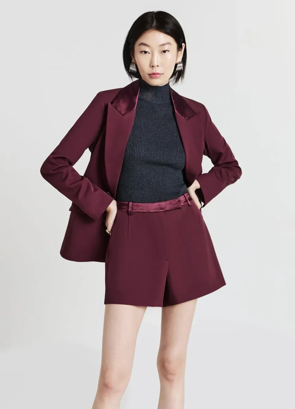 Calliope short habillé femme taille haute ceinture satinée