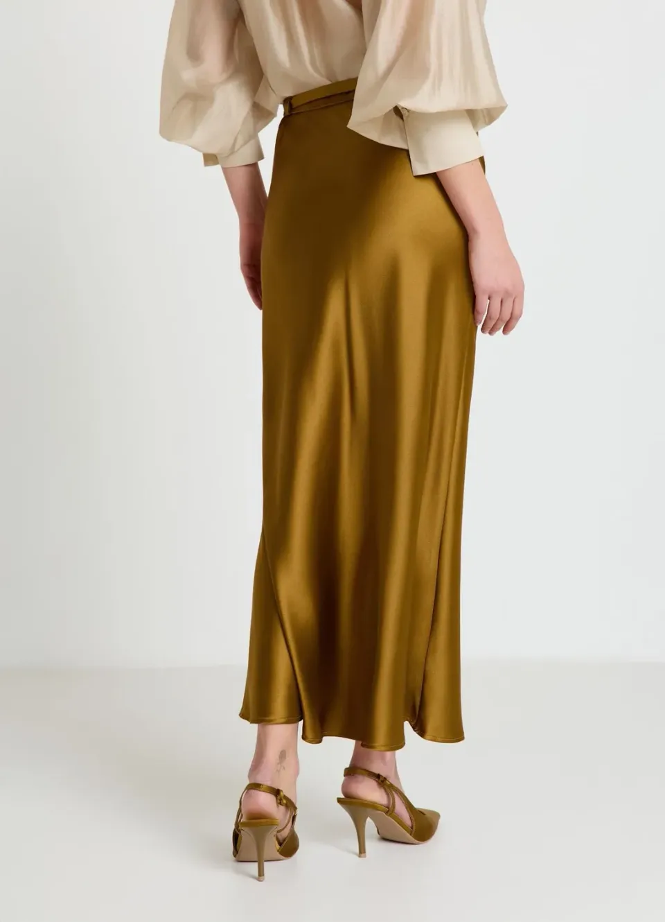 Calliope jupe midi femme satin ceinture XS
