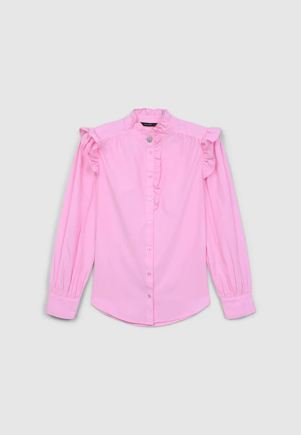 Calliope chemise femme volants bouton bijou coton