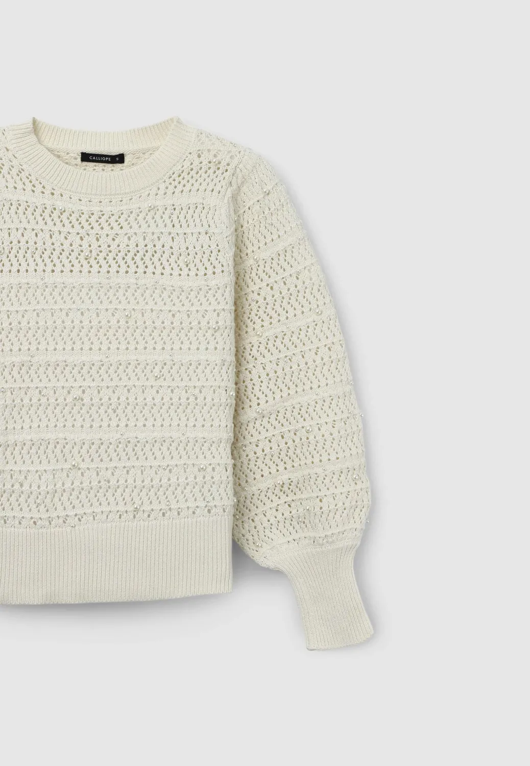 Calliope pull perles femme col rond coton