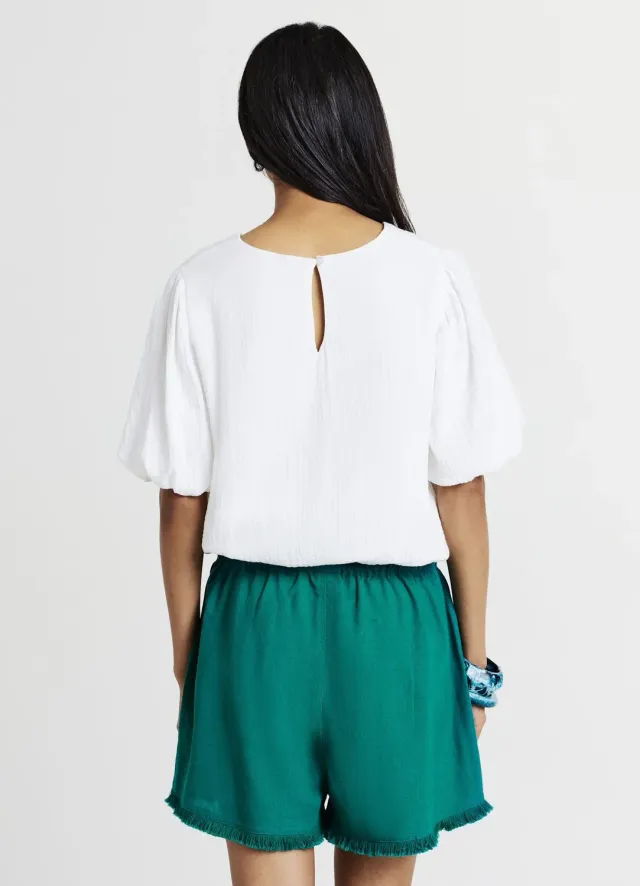 Calliope short femme lin franges uni