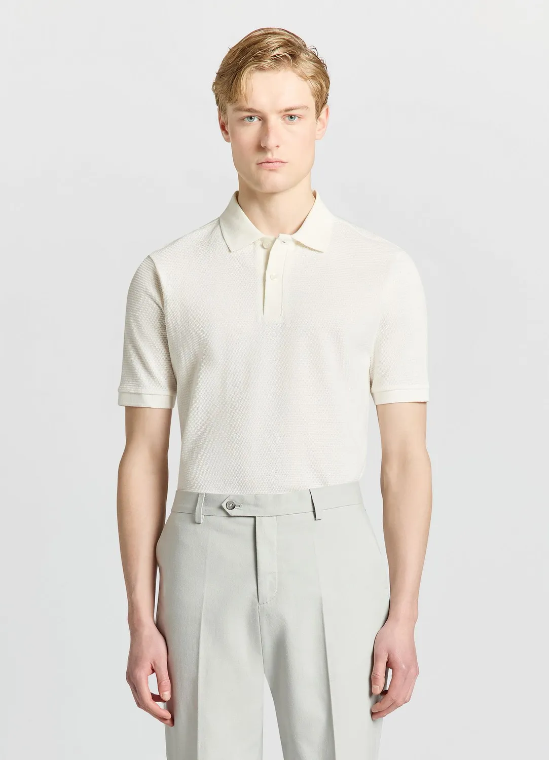 Calliope polo homme uni manches courtes col boutonné