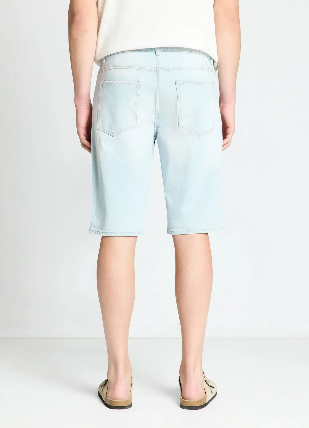 Calliope short jean délavé homme à revers coton