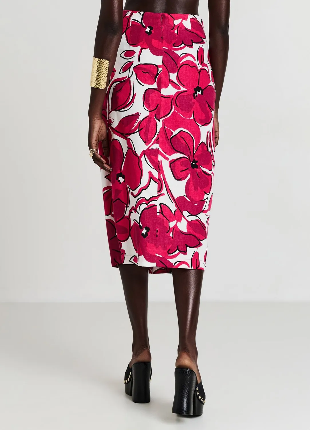 Calliope Jupe Midi à Nœud Fendue Motif Femme