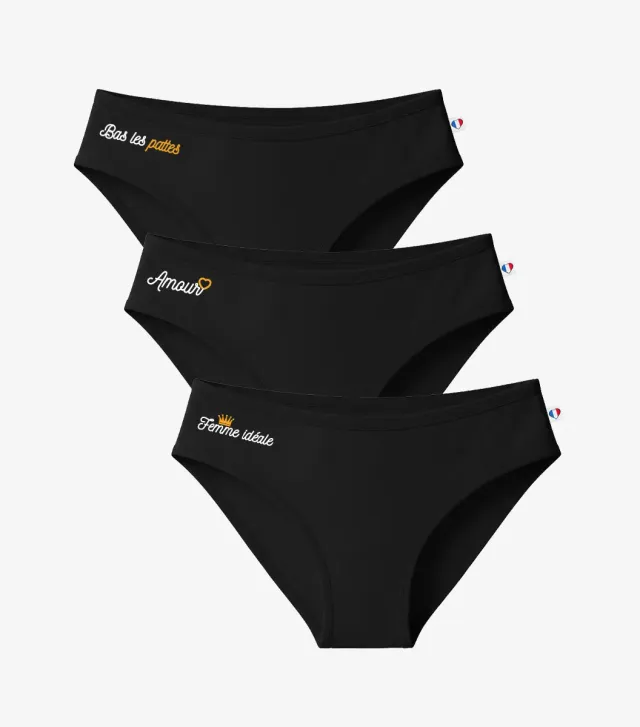 Cocorico Pack Idéale Culotte Femme Noir x3 Coton