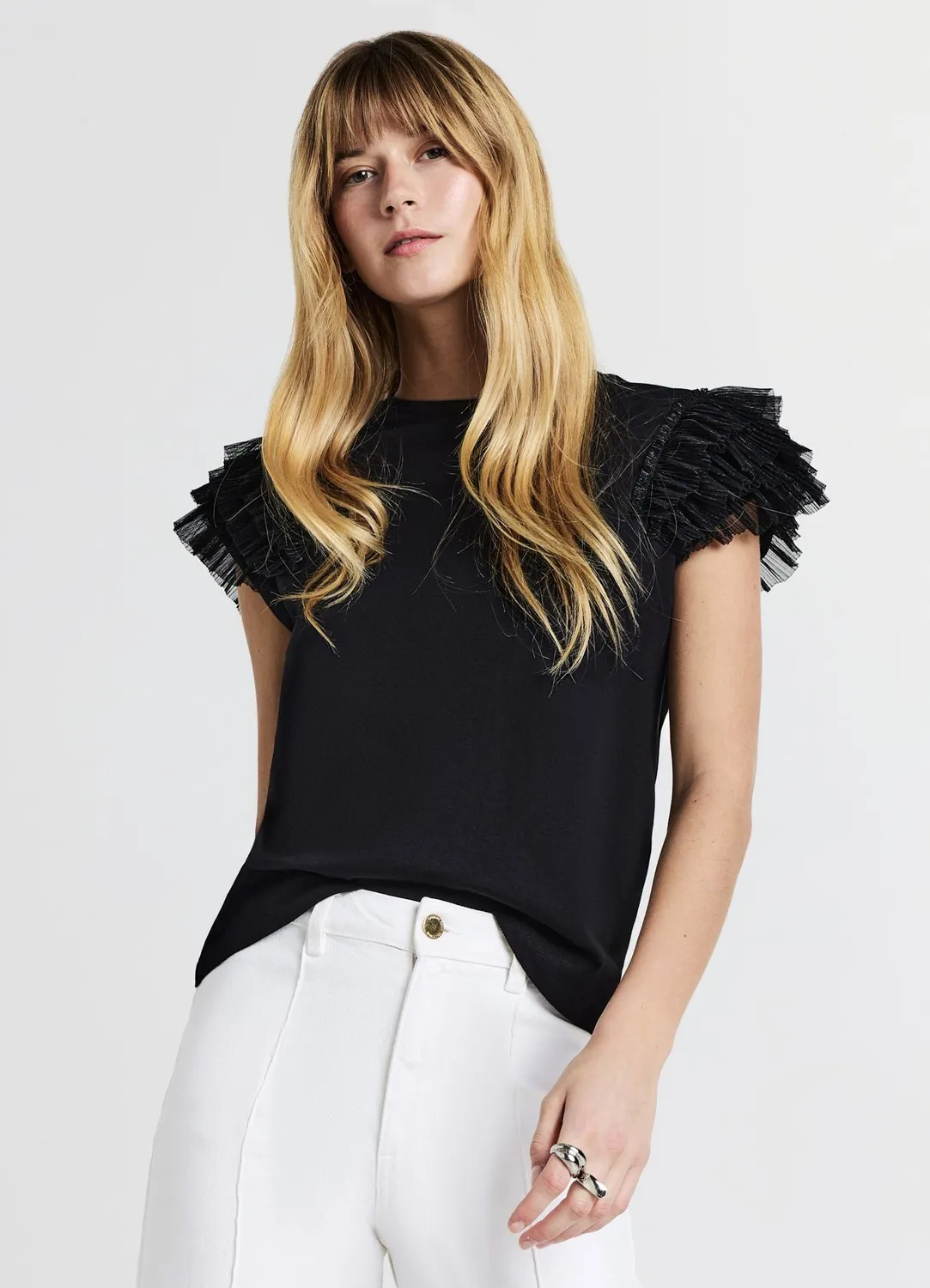 Calliope T-shirt femme manches tulle coton